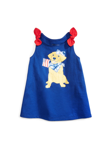 Image for Kids Girl Bow Detail Graphic Printed Tank,Navy