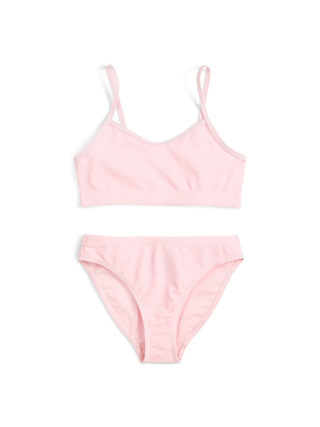 Image for Kids Girl 2Pcs Plain Solid Bikini Set,Light Pink