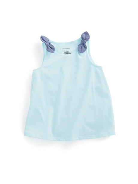 Image for Kids Girl Shoulder Bow Detail Top,Light Blue