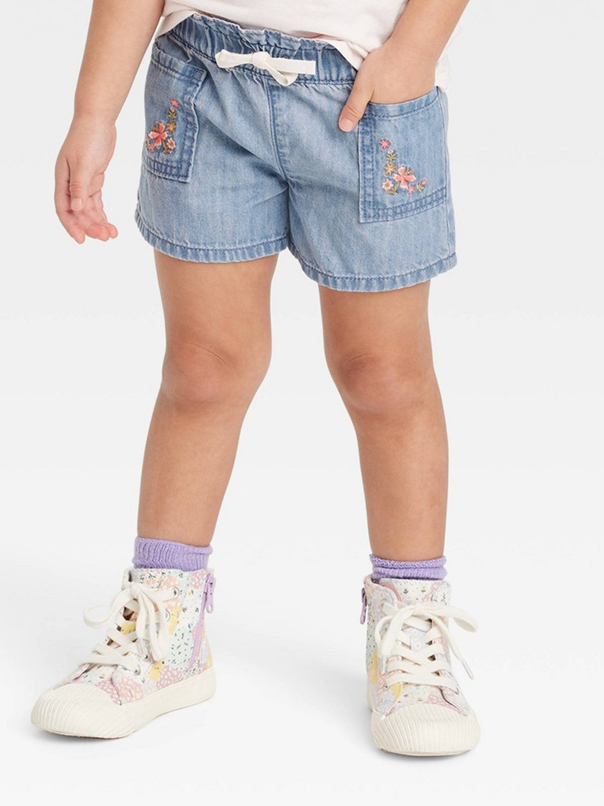 Image for Kids Girl Floral Denim Pull-on Short,Light Blue