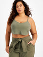 Image for Women's Ribbeb Knit Crop Top,Light Green