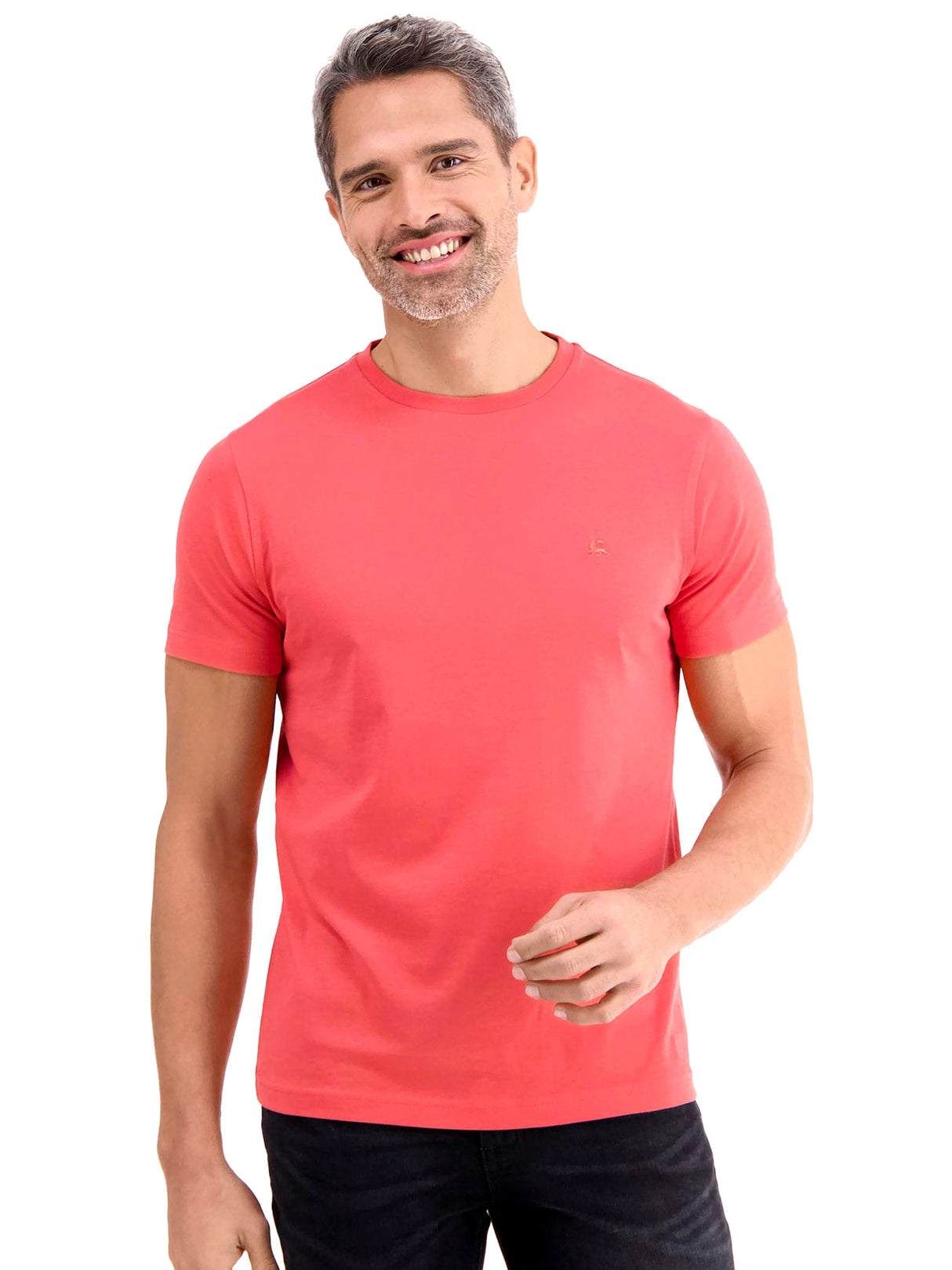 Image for Men's Brand Logo Embroidered T-Shirt,Coral