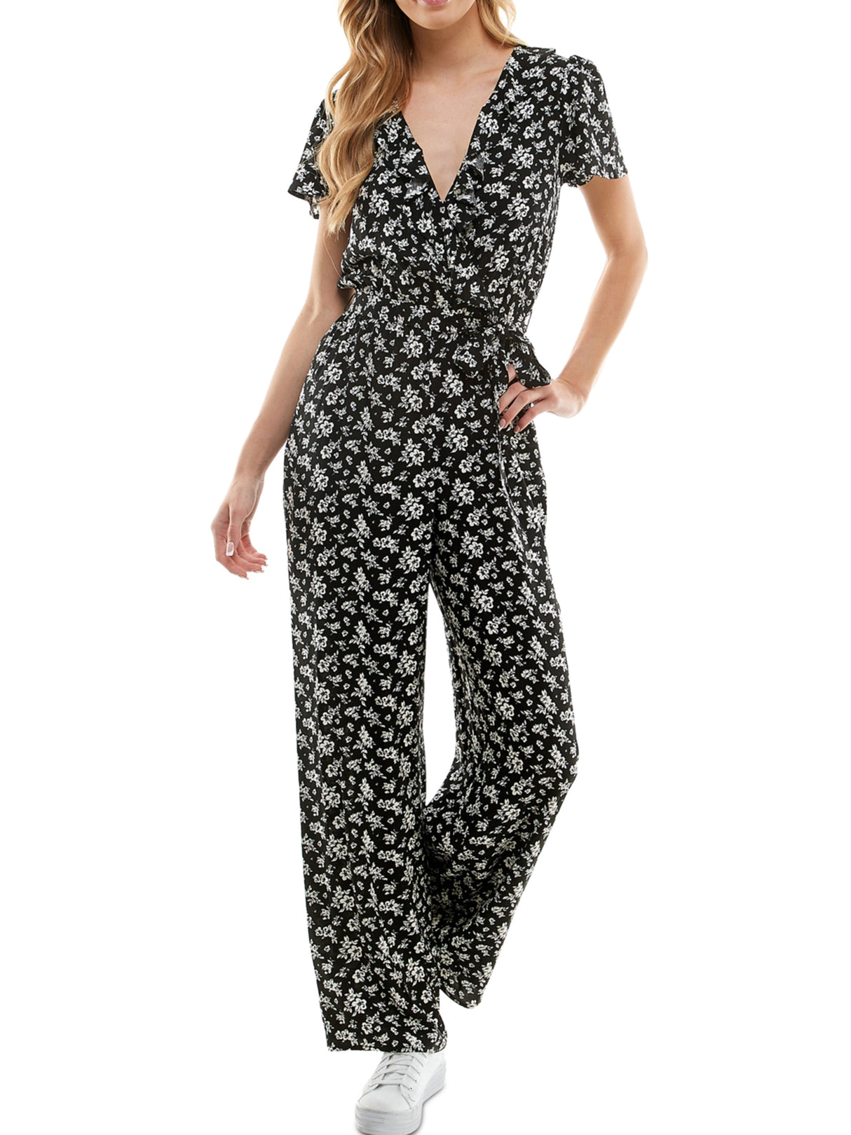 Image for Women's Floral Printed Jumpsuit,Black