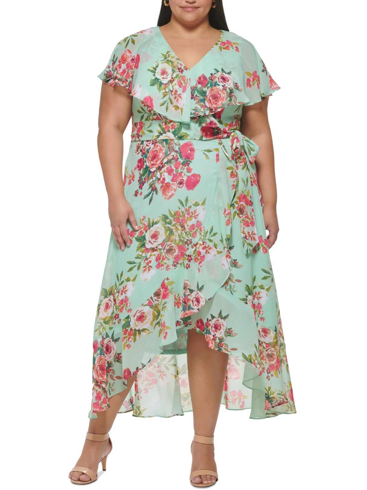 Women's Floral Printed Asymmetric MIDI Dress,Light Green – All Brands  Factory Outlet