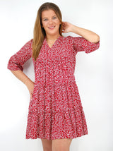 Image for Women's Printed Dress,Red