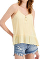 Image for Women's Ruffled Hem Gauze Tank Top,Yellow