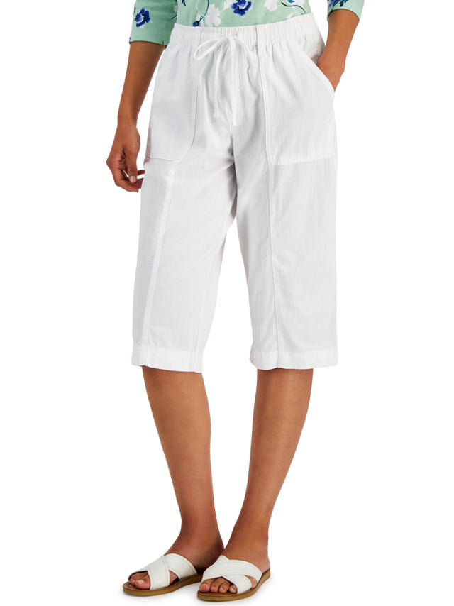 Image for Women's Plain Solid Capri Pant,White