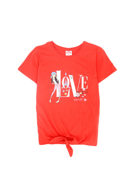 Image for Kids Girl Graphic Printed Tie-Front Top,Red