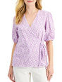 Image for Women's Floral Printed Wrap-Front Top,Purple