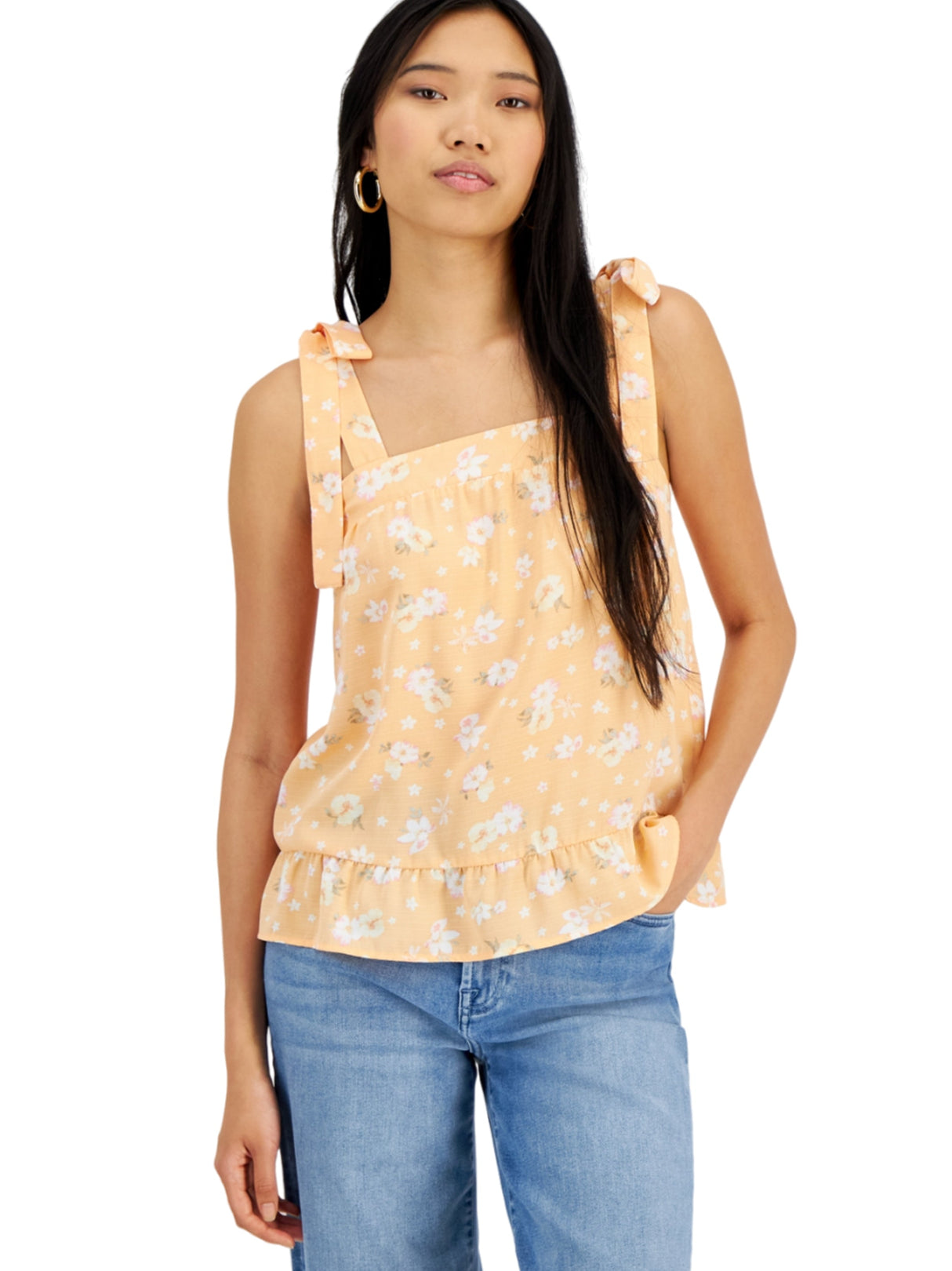 Image for Women's Square-Neck Tie-Strap Top,Coral