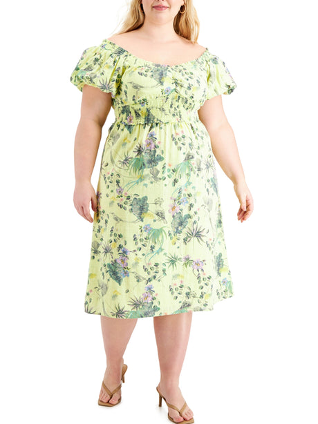 Image for Women's Floral Printed Dress,Yellow