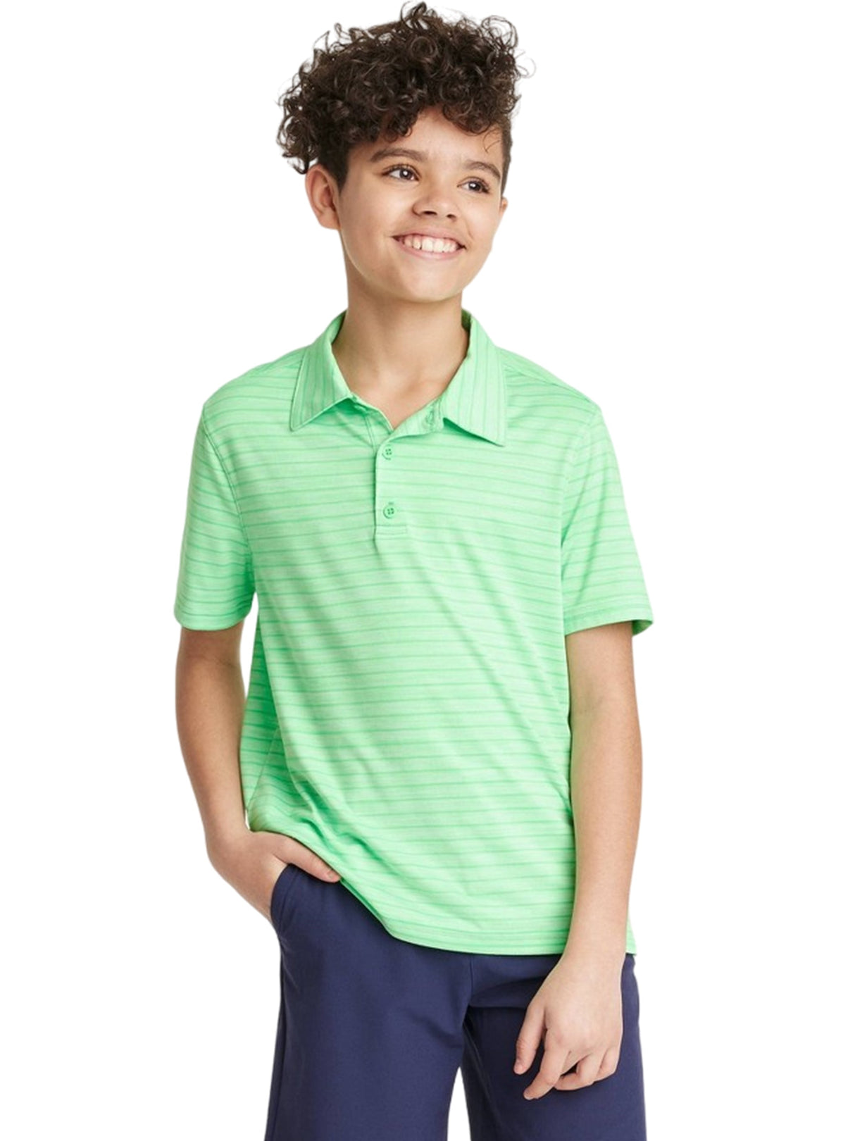 Image for Kid's Boy Striped Polo T-Shirt,Green