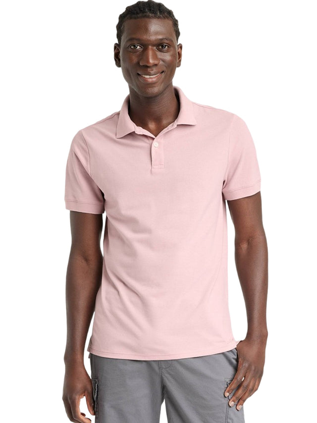 Image for Men's Plain Solid Polo T-Shirt,Light Pink