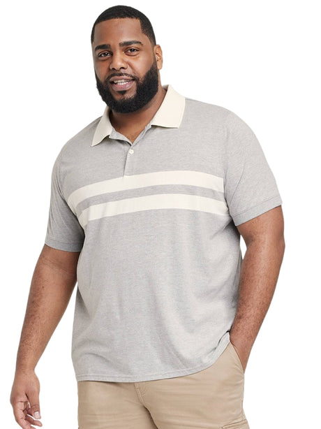 Image for Men's Striped Polo T-Shirt,Light Grey