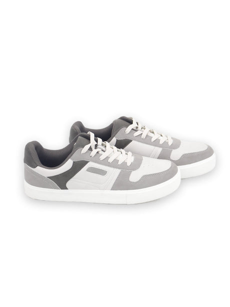 Image for Men's Textured Sneakers,White/Grey 