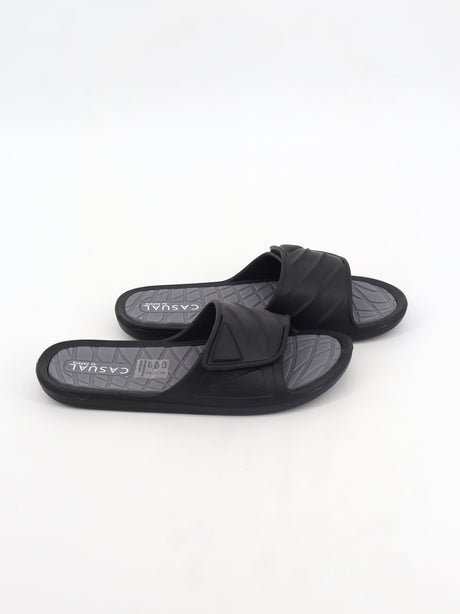 Image for Men's Plain Solid Slippers,Black