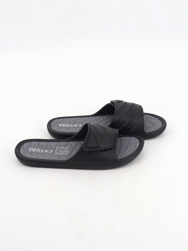 Image for Men's Plain Solid Slippers,Black