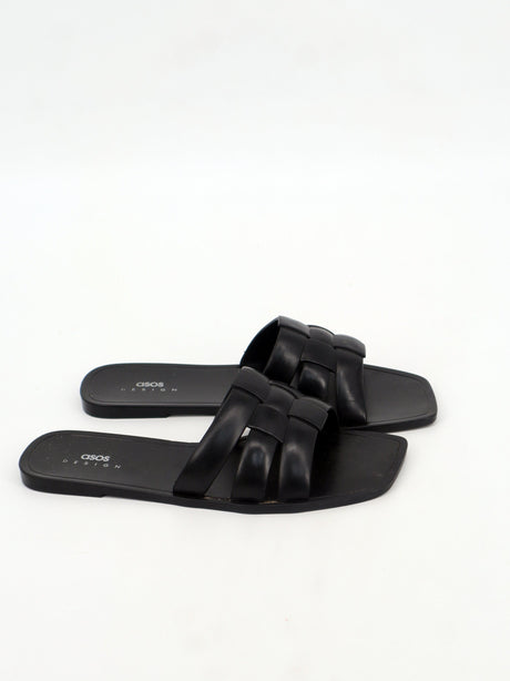 Image for Women's Plain Solid Slippers,Black