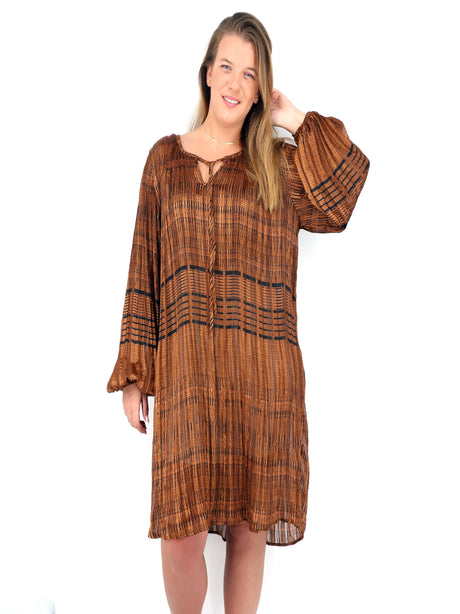 Image for Women's Patterned Gauze Dress,Brown 