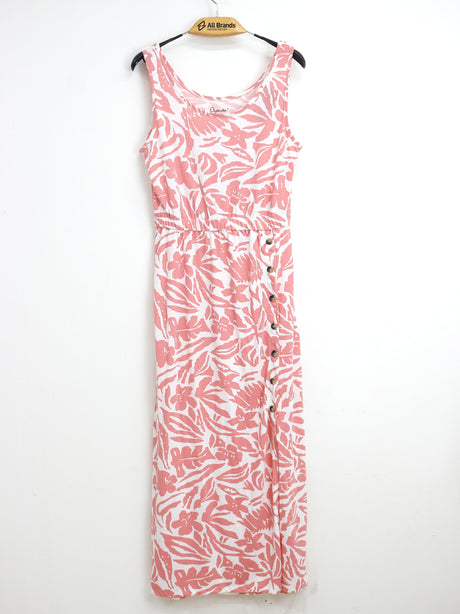 Image for Women's Open Front Printed Dress,White/Pink