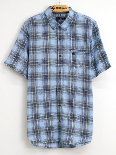 Image for Men's Brand Logo Printed Plaid Chemise,Blue 