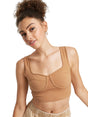 Image for Women's Plain Solid Crop Top ,Light Brown 