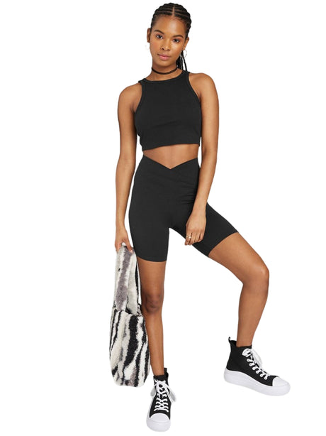 Image for Women's Plain Solid Bike Short,Black