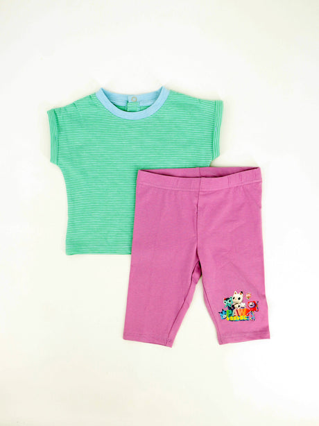 Image for Kids Girl Striped Top & Bottom Set,Light Green/Purple