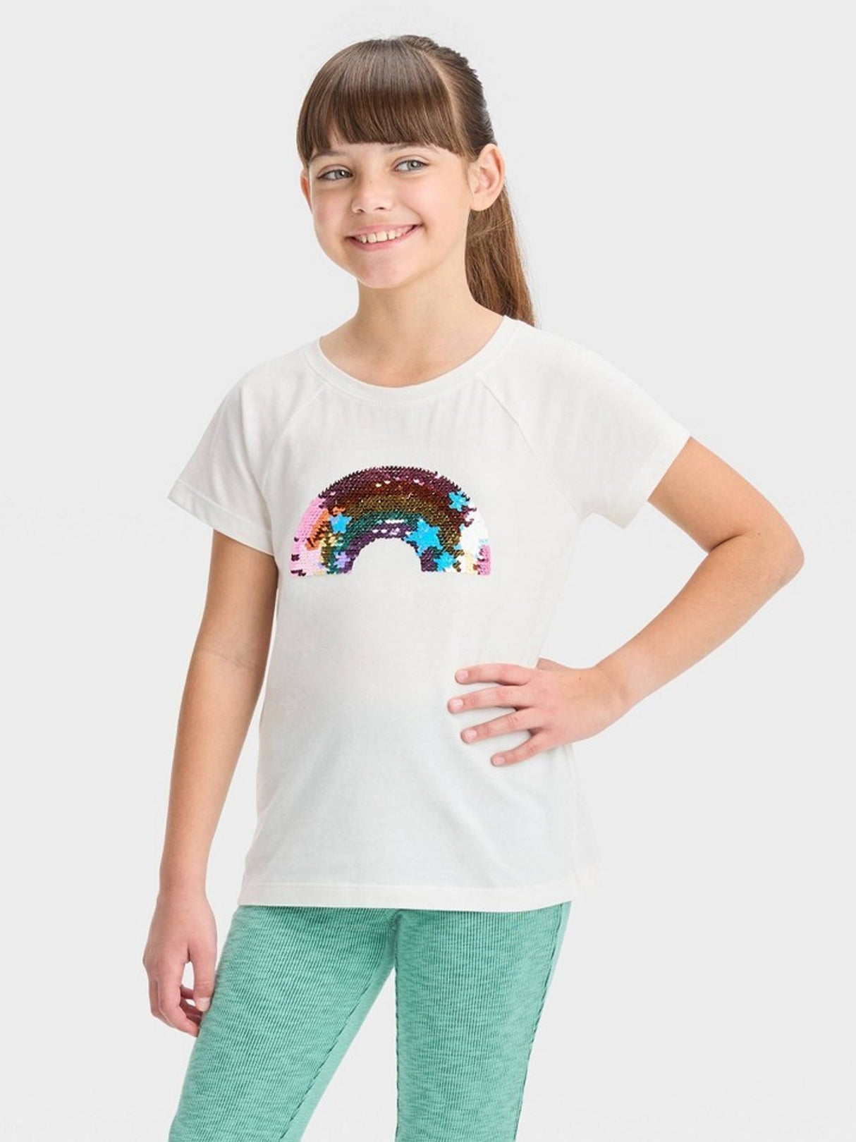 Image for Kids Girl's Sequined T-Shirt,Cream