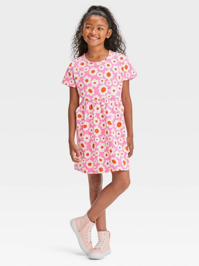 Image for Kids Girl's Daisy Printed Dress,Pink