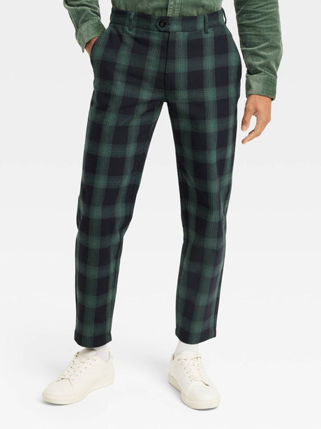 Image for Men's Plaid Classic Pants ,Black/Green