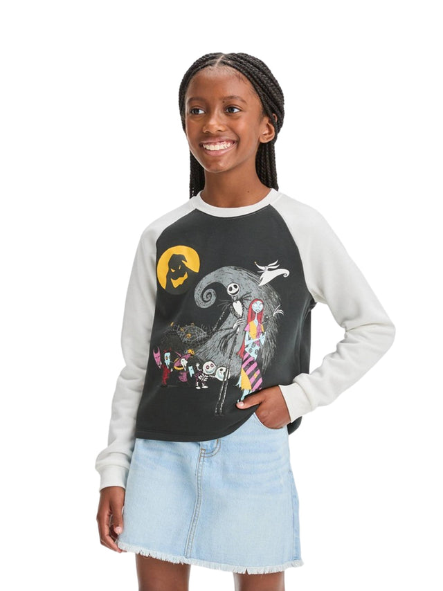 Image for Kids Girl's Graphic Printed Top,White/Dark Grey