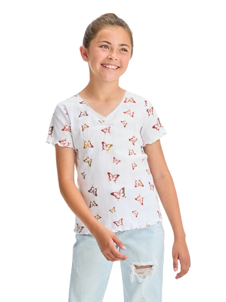 Image for Kids Girl's Ribbed Graphic Printed Top,White