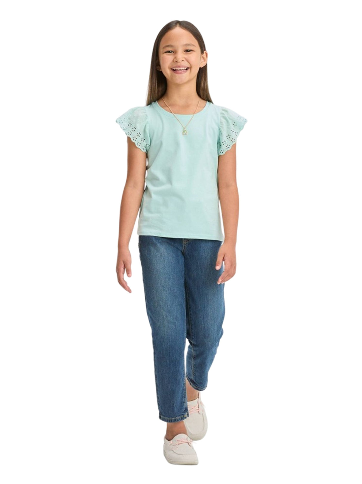 Image for Kids Girl's Lace Trim Top,Light Green