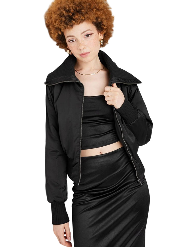 Image for Women's Plain Solid Jacket,Black