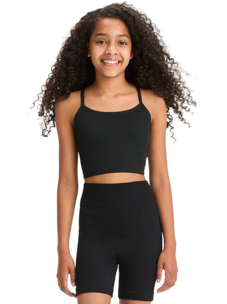 Image for Kids Girl's Ribbed Tank Top,Black