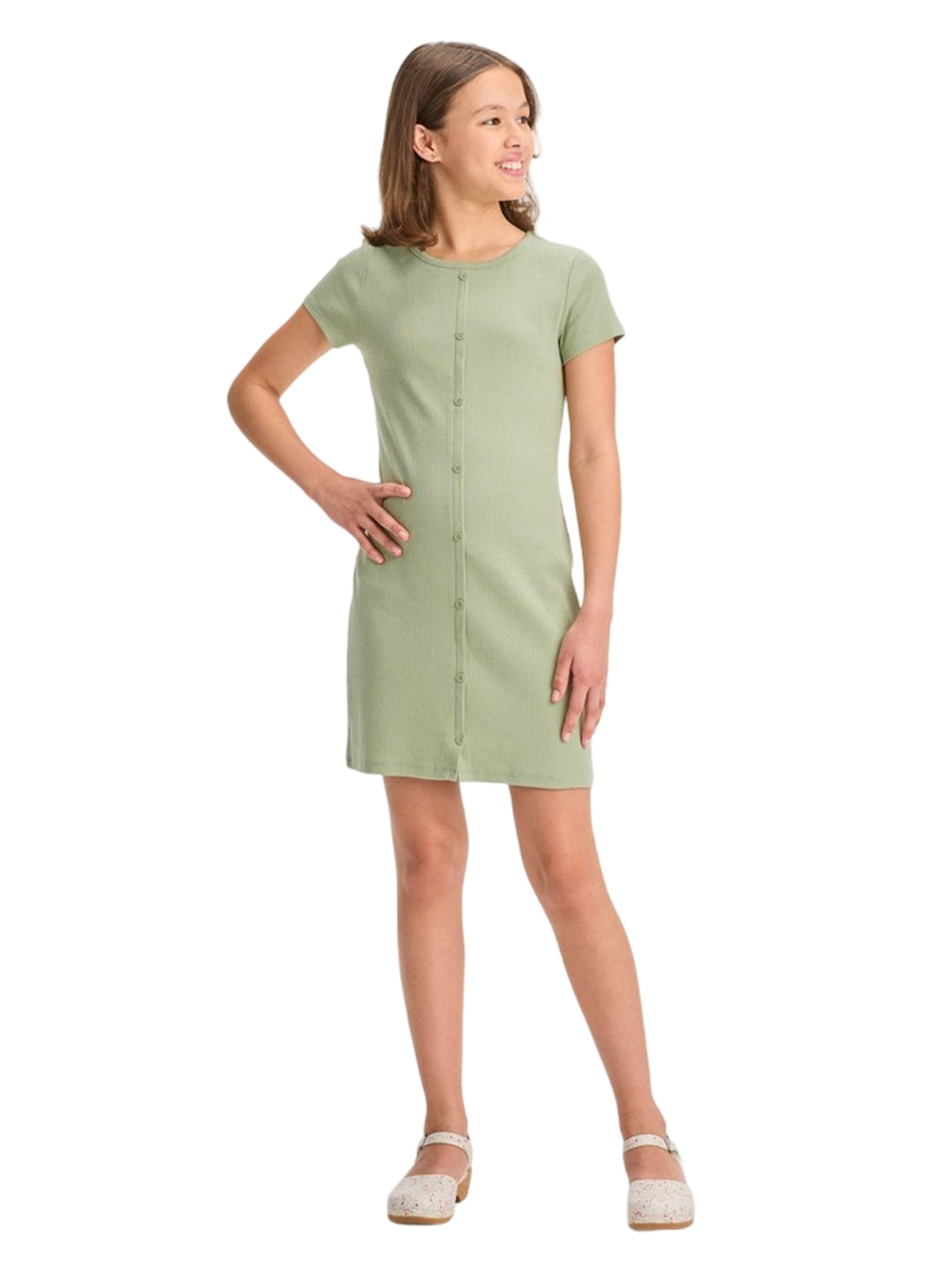 Kids Girl's Ribbed Dress,Light Green  All Brands Factory Outlet