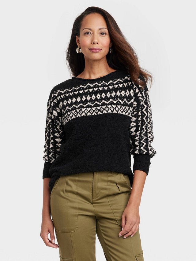 Image for Women's Fair Isle Sweater,Black