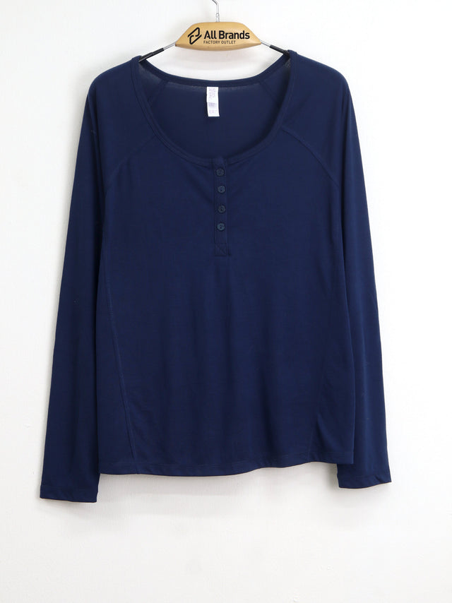 Image for Women's Plain Solid Sleepwear Top,Navy