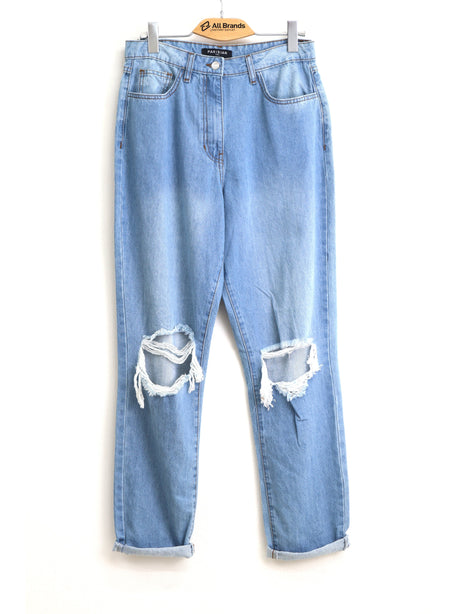 Image for Women's Ripped Washed Jeans,Light Blue