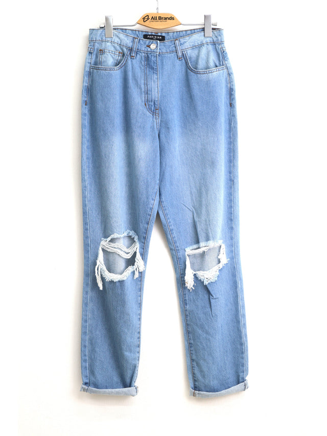 Image for Women's Ripped Washed Jeans,Light Blue