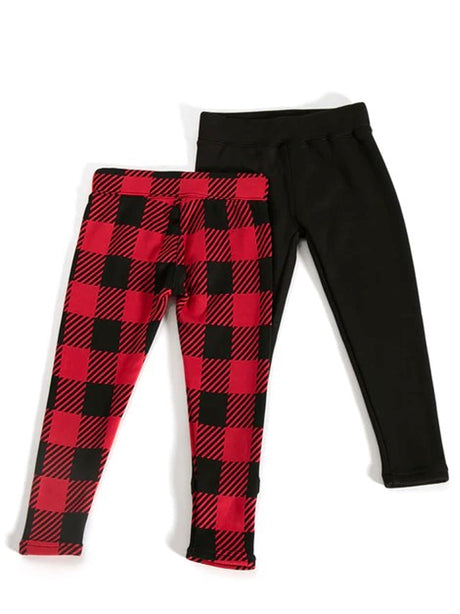 Image for Kids Girl's 2 Pcs Plaid Sparkle Legging,Red/Black