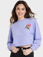 Image for Women's Graphic Printed Cropped Sweatshirt,Light Purple