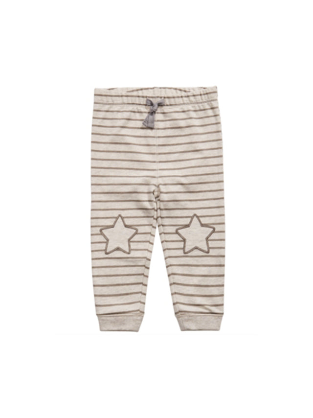 Image for Kids Boy's Star Patched Striped Joggers,Cream