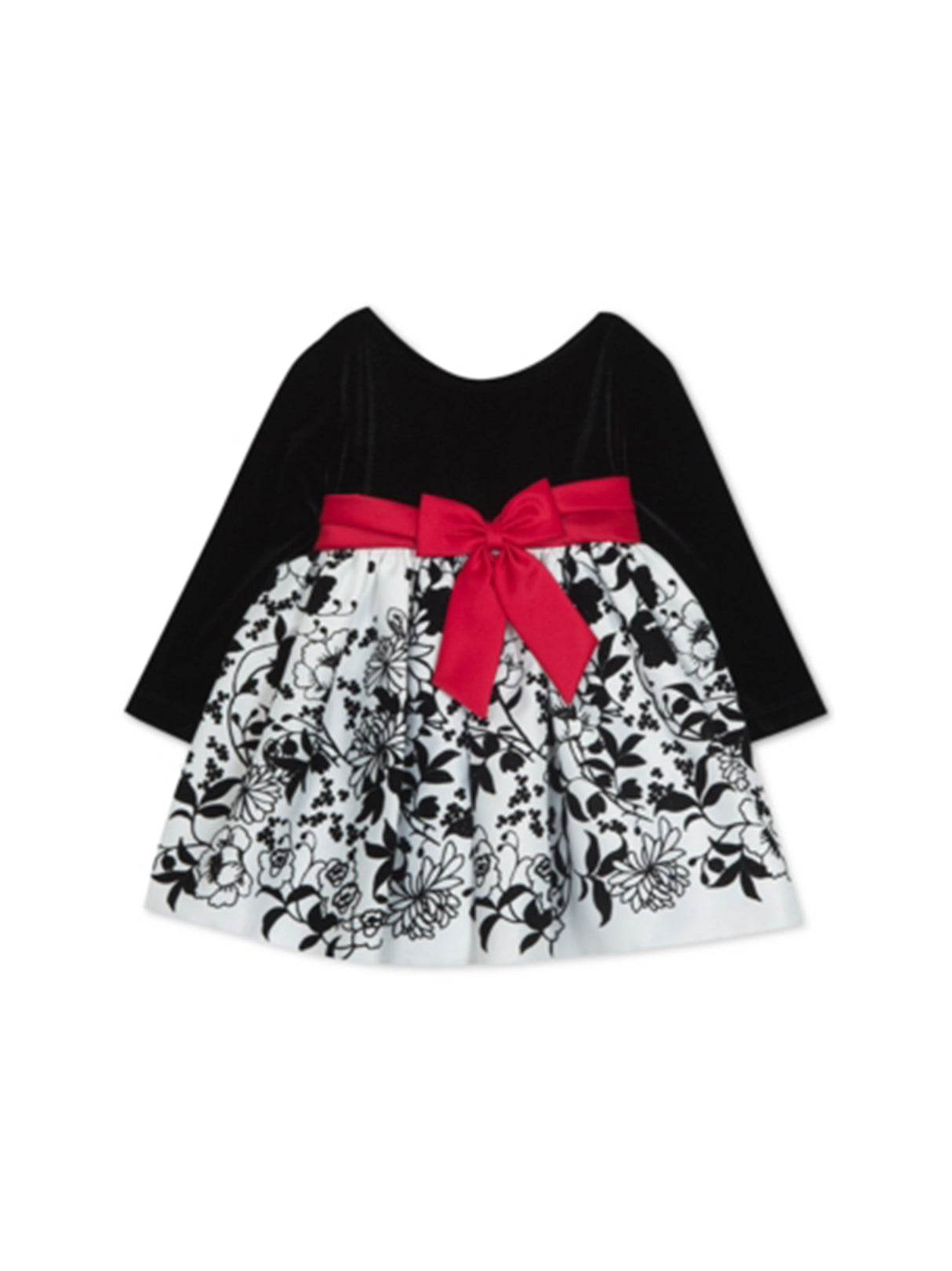 Image for Kids Girl's Floral Printed Velvet Dress,Black