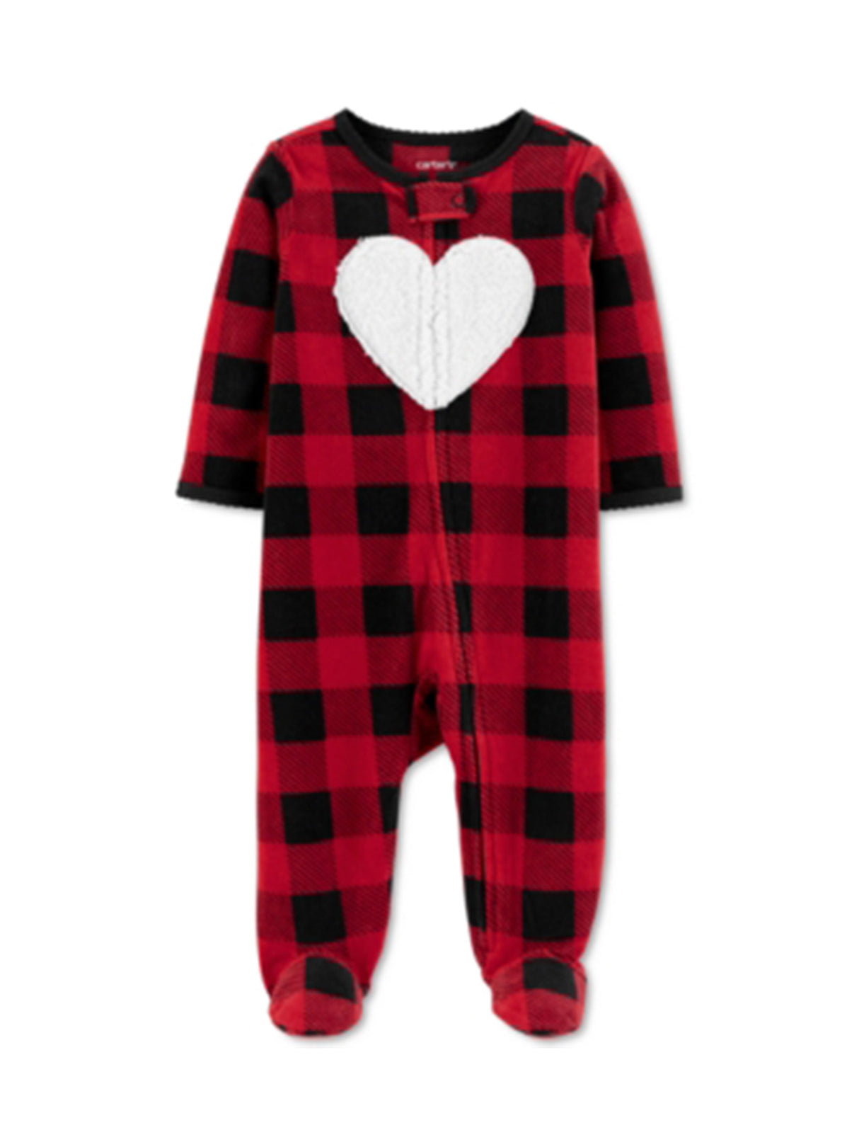 Image for Kids Girl's Heart Embroidered Plaid Jumpsuit,Red