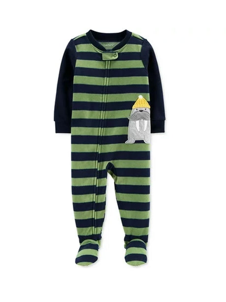 Image for Kids Boy's Graphic Embroidered Striped Jumpsuit,Navy/Green