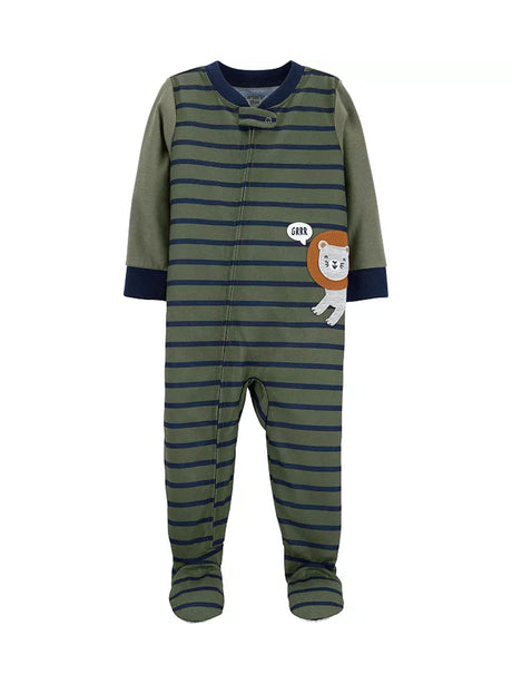 Image for Kids Boy's Graphic Embroidered Striped Jumpsuit,Green