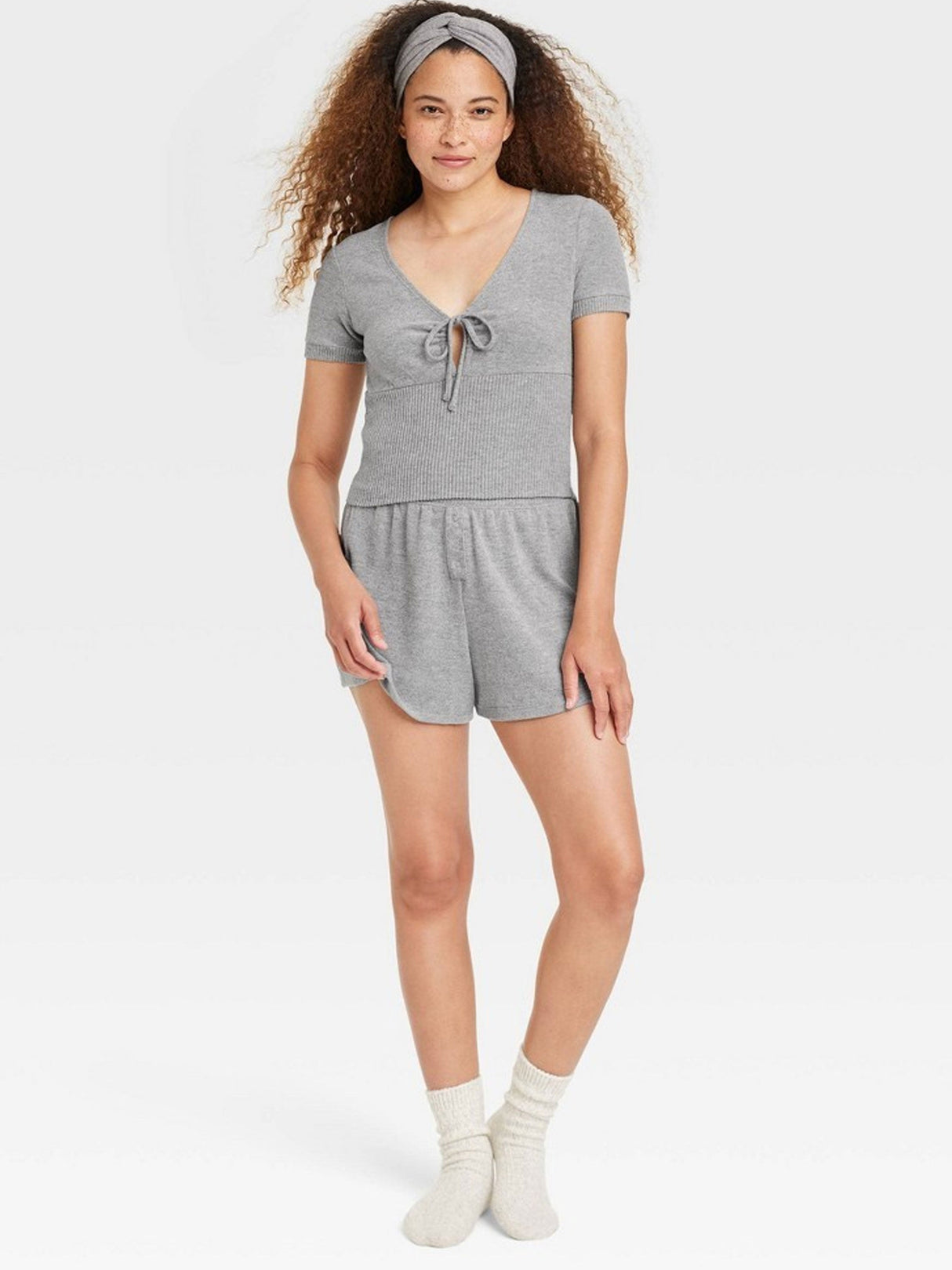 Image for Women's Ribbed Sleepwear Top,Light Grey