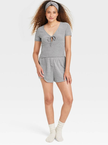 Image for Women's Ribbed Sleepwear Top,Light Grey